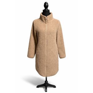 ASPEN Teddy Coat Women’s Small Camel Sherpa Fleece Long Zip Jacket